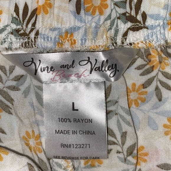 Vine & Valley EUC Palazzo Split Open Front Beach Pants Swim Coverup Daisy Large - Picture 4 of 4